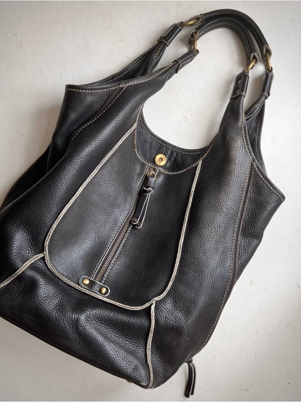 Blondie Mania Purse Black Leather Shoulder Satchel Bag